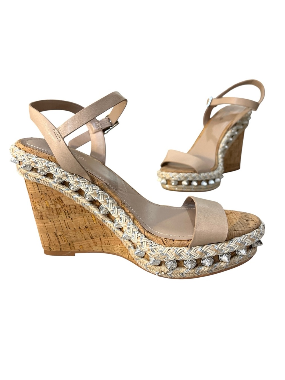 Charles by Charles David "Hyphen" Cork Platform Wedge Sandal Size 8M Nude/Beige